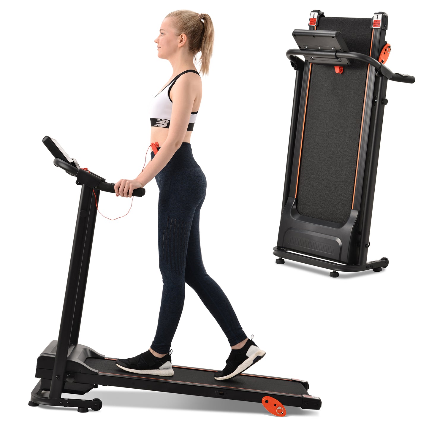 Foldable Treadmill with Heart Pulse Monitor and Speaker