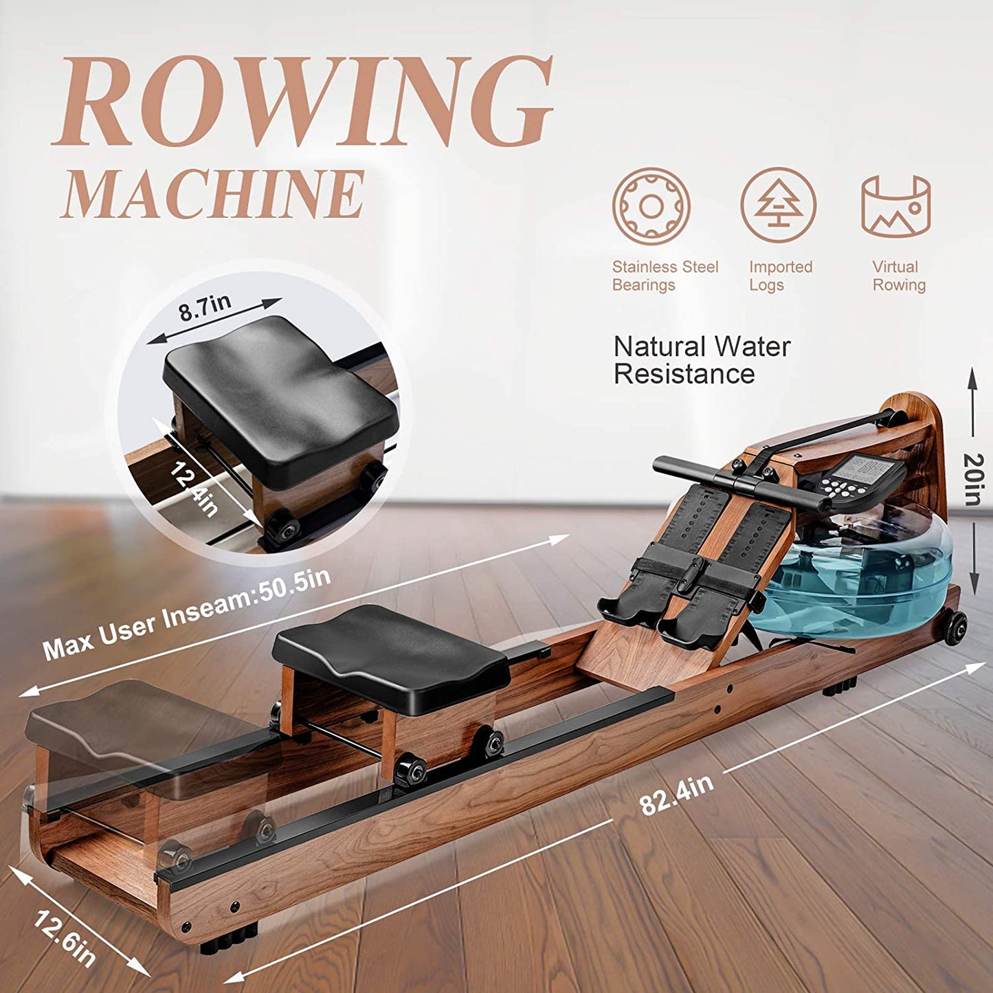 Indoor Wooden Water Rowing Machine